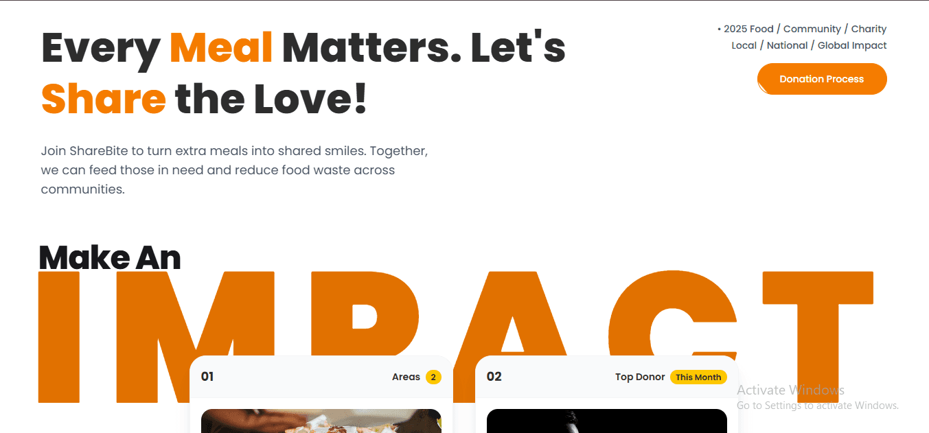 ShareBite - Full Stack Platform for Community Food Sharing
