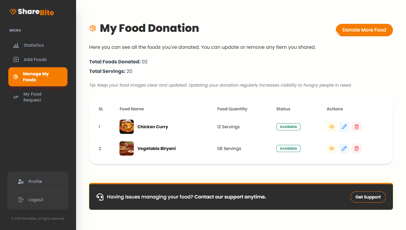 ShareBite - Full Stack Platform for Community Food Sharing screenshot 4